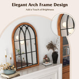 Tangkula Arched Window Mirror, Window Frame Decor Wall Mounted Mirror with Back Board, 24" x 36" Wall Mirror