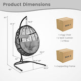 Tangkula Egg Chair with Stand, Hanging Egg Swing Chair with Removable Seat Cushion & Headrest