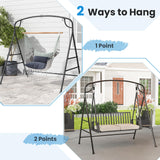 Tangkula Metal Swing Frame, Porch Swing Stand with Extra Side Bars