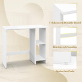 Tangkula White Desk with Storage Shelves, Modern Small Writing Desk with Adjustable Shelf (White)