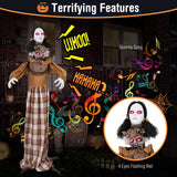 Tangkula 5.8 FT Halloween Animated Haunted Woman with Pop Up Head, Animatronic Scary Witch with Sound Activated Design & Control Button