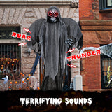 Tangkula 12.1 ft Halloween Hanging Reaper w/Wings, Voice Activated Animatronic Ghost w/Lighted Eyes & Terrifying Sounds