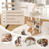 Tangkula Modern Cat Tree for Indoor Cats, 64.5 Inch Tall Cat Tower with Sisal Scratching Posts