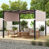 Tangkula 10x10 Ft Pergola, Patio Pergola with 2-Piece Retractable Sun Shade Canopy