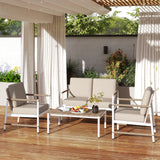 Tangkula 2 Pieces Patio Furniture Set, Outdoor Aluminum Conversation Set with Thick Cushions