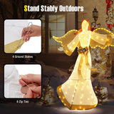 Tangkula 5.2 FT Outdoor Christmas Lighted Angel, Xmas Pre-lit 3D Winged Angel with Halo