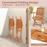 Tangkula Patio Wood Folding Chair , Outdoor Eucalyptus Wood Dining Chairs w/Armrests & Slatted Seat