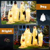 Tangkula 4 PCS Halloween Lighted Standing Ghost Family with Red & Warm White LED Lights