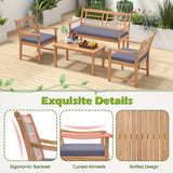 Tangkula 4 Piece Wood Patio Furniture Set, Outdoor Conversation Set w/Soft Seat Cushions