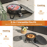 Tangkula 17 Inch Tabletop Propane Fire Pit, 58,000 BTU Gas Firepit with Folding Legs & Removable Grill