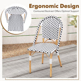 Tangkula French Bistro Chair Set, Outdoor Armless Dining Chairs with Hand-Woven Rattan