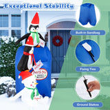 Tangkula 6 FT Lighted Christmas Inflatable Decoration, Inflatable North Pole Mailbox with Penguins and Snowman