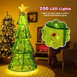 Tangkula 6.2 FT Lighted Pop-up Christmas Tree, Indoor/Outdoor Pre-Lit Xmas Tree with 200 LED Lights