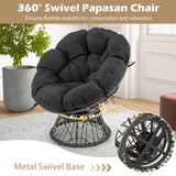 Tangkula PE Wicker Papasan Chair with 360° Swivel Base