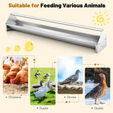 Tangkula Chicken Feeding Trough, 45 Inch Long Heavy Duty Galvanized Steel Coop Feeder with Drainage Holes