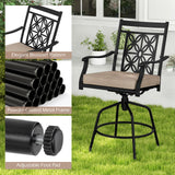 Tangkula Outdoor Swivel Bar Stools Set, Bar Height Patio Chairs with Seat Cushions