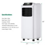 Air Conditioner Portable 9000BTU, 3-in-1 Floor AC Unit with Dehumidifier & Fan Modes