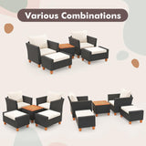 Tangkula 5 Pieces Patio Furniture Set, PE Rattan Chairs with Storage Table