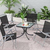 Outdoor Bistro Table, 20 Inches Patio Side Table with Tempered Glass