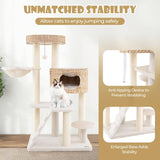 Tangkula Modern Cat Tree, 50" Multi-Level Cat Tower with Cattail Fluff Condo & Top Perch