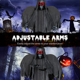 Tangkula 12.1 ft Halloween Hanging Reaper w/Wings, Voice Activated Animatronic Ghost w/Lighted Eyes & Terrifying Sounds