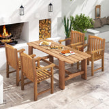 Tangkula Teak Wood Patio Dining Chair