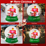 Tangkula 4.2 FT Christmas Inflatable Santa Snow Globe, Light Up Crystal Ball with Santa, Snowman & Road Sign