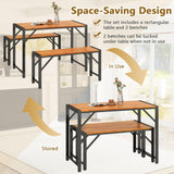 Tangkula 3-Pieces Patio Dining Set for 4 People, Outdoor Picnic Table & 2 Benches