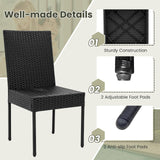 Tangkula Wicker Patio Dining Chairs, Outdoor Armless Wicker Chairs with Cushions, Backrest, Sturdy Metal Frame