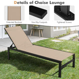 Tangkula Aluminum Patio Chaise Lounge, Outdoor Adjustable Lounge Chair with 6-Position Backrest