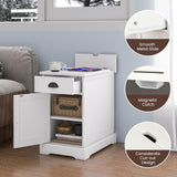 Tangkula Side Table with Charging Station, Modern Nightstand, Narrow End Table