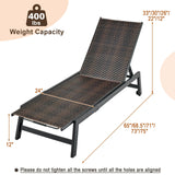 Tangkula Patio PE Rattan Chaise Lounge, Outdoor Recliner