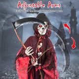 Tangkula 8 FT Halloween Animatronics Standing Grim Reaper, Voice Activated Reaper with Lighted Eyes & Creepy Sounds