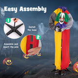 Tangkula 4.5 FT Halloween Grins Animatronic Clown with Pre-Recorded Phrases, LED Glowing Red Eyes