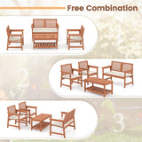 Tangkula 4 Piece Patio Conversation Set, Wood Sofa Set with Soft Seat Cushions