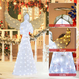 Tangkula 5 FT Lighted Christmas Angel, Light-up Winged Xmas Angel with 150 LED Lights, Zip Ties & Ground Stakes