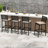 Tangkula Outdoor Bar Stools Set of 2 or 4, 27” Counter Height Barstools with Removable Cushions