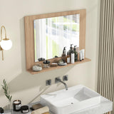 Tangkula Bathroom Mirror with Shelf, 23.5" x 17.5" Rectangle Wood Frame Bathroom Vanity Mirror for over Sink