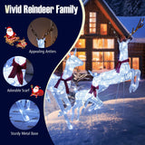 Tangkula 3-Piece Christmas Lighted Reindeer Family Set, Xmas Pre-Lit Reindeer with 255 Cold White LED Lights