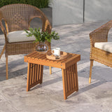 Tangkula Patio Foldable Side Table, Outdoor Folding Acacia Wood Coffee Table w/Slatted Tabletop