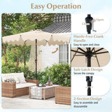 Tangkula 9Ft Patio Umbrella with Crank, 2-Tier Outdoor Umbrella with Push Button Tilt, Sun-Protective Canopy