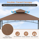 Tangkula 13x5 Ft Grill Gazebo with Dual Side Awnings, 2-Tier Barbecue Gazebo with 2 Shelves