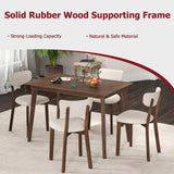 Tangkula Farmhouse Dining Table Set for 4, Dinette Set with Table & 4 Padded Seat, Rubber Wood Legs, Curved Backrest