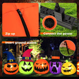 Tangkula 9 FT Inflatable Halloween Pumpkin Patch Family, Blow up Yard Decoration with Built-in LED Lights and Witch Hats