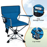 Tangkula Swivel Camping Chair, Portable Lawn Chair with Cup Holder, Storage Pocket, Carrying Bag