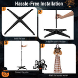 Tangkula 5.8 FT Halloween Animated Haunted Woman with Pop Up Head, Animatronic Scary Witch with Sound Activated Design & Control Button