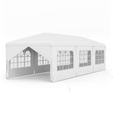 Tangkula 10x30 Ft Heavy Duty Party Tent, Large White Event Tent with 6 Sidewalls & 2 Zippered Door