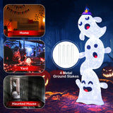 Tangkula 4 FT Halloween Lighted Stacked 3 Ghosts