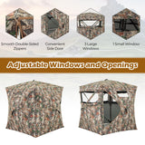 Tangkula 2-3 Person Hunting Blind with Full Open Door, 360 Degree See Through Ground Blind with Silent Slide Windows