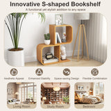 Tangkula Bamboo Geometric Bookshelf